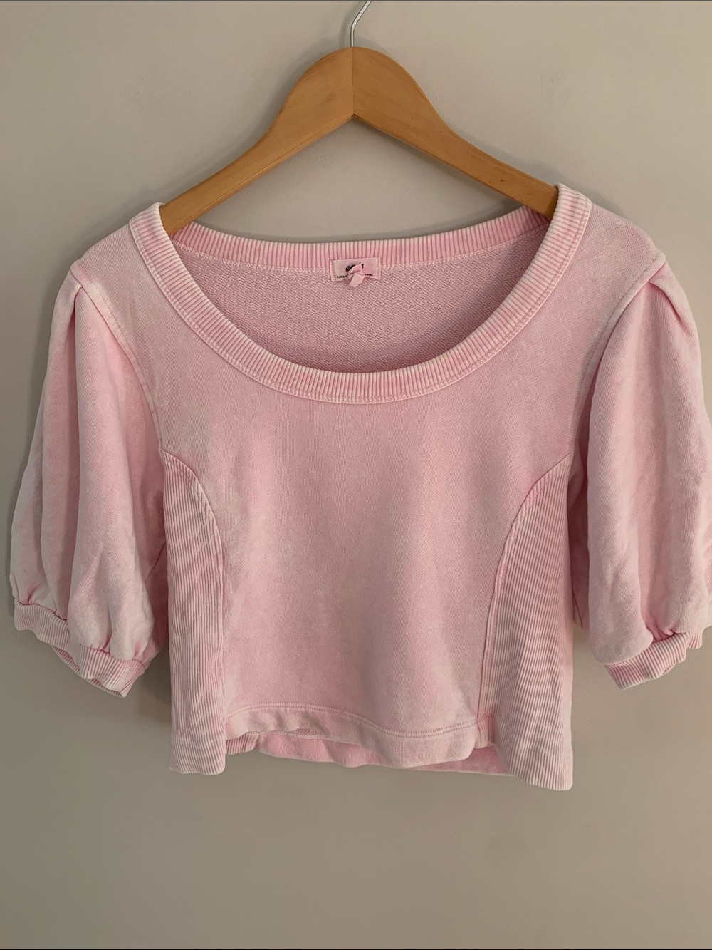 Aerie Seams Right Short Sleeve Sweatshirt Light Pink Small Balletcore Athleisure